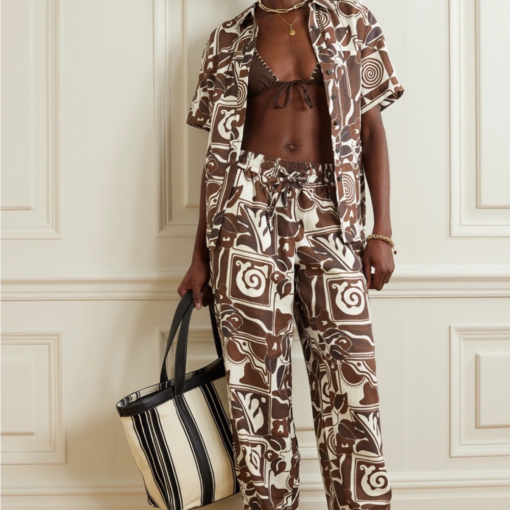 Mara Hoffman Finn printed hemp Shirt+ streight leg Pants - Size M set